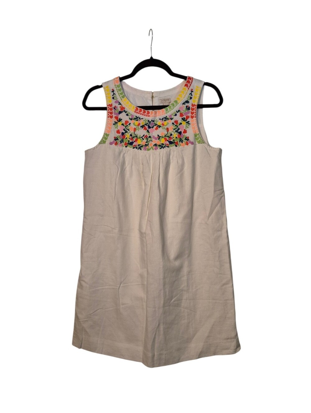 J. Crew NWT Floral Embroidered Linen/ Cotton White Tunic Dress 4